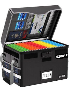 Fireproof Document Box with Lock | Portable File Organizer for Home & Office